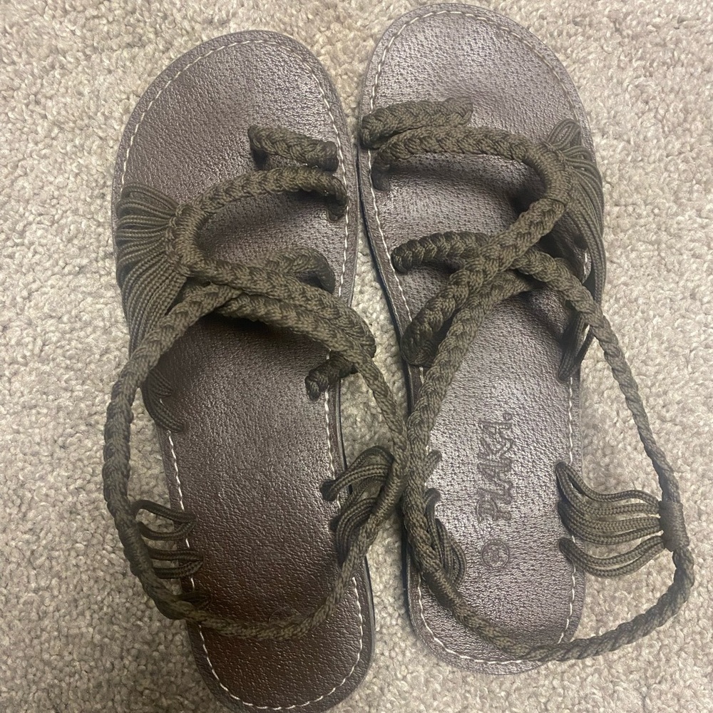 Elegant Olive Braided Sandals
